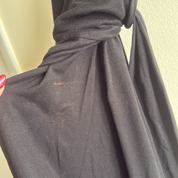 Reformation Sage Short Sleeve Wrap Midi Dress Black with Slit - Picture 10 of 11